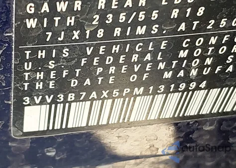 2023 Volkswagen Tiguan 2.0T Se z USA, uszkodzony, nr VIN 3VV3B7AX5PM131994